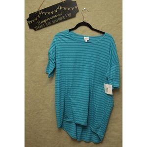 Small Lularoe Irma Tunic Teal/heather teal Stripe